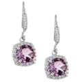 Glitzy Rocks Sterling Silver Cubic Zirconia and Amethyst Dangle Earrings