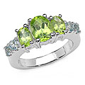 Malaika Sterling Silver Peridot and Blue Topaz Ring (Size 7)