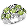 Sterling Silver Genuine Peridot Ovals Ring (Size 7)