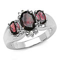 Sterling Silver Garnet and White Topaz Ring