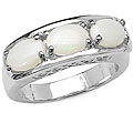 Sterling Silver 3-stone Genuine Opal Ring (Size 7)