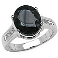 Sterling Silver Blue Sapphire and Diamond Ring