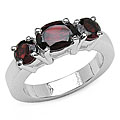 Sterling Silver Genuine Garnet 3-stone Ring