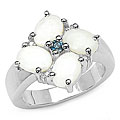 Malaika Sterling Silver Opal and London Blue Topaz Ring