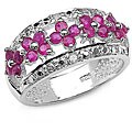 Sterling Silver Ruby and Diamond Floral Ring