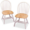 White/ Natural Finish Windsor Chairs (Set of 2)