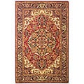 Handmade Classic Heriz Red/ Navy Wool Rug (6' x 9')