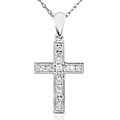 14k Gold and 1/6ct TDW Diamond Cross Necklace