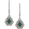 10k Gold 1/3ct TDW Blue and White Diamond Dangle Earrings