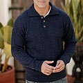 Alpaca Wool 'Ocean Blue' Men's Sweater (Peru)