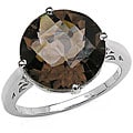 Malaika Sterling Silver Smokey Quartz Solitaire Ring