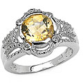 Sterling Silver Genuine Citrine Round-cut Ring