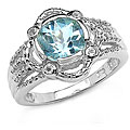 Sterling Silver Genuine Blue Topaz Round-cut Ring