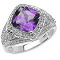 Sterling Silver Genuine Amethyst and White Topaz Ring