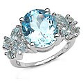 Sterling Silver Genuine Blue Topaz and White Topaz Ring