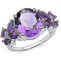 Malaika 5.35ctw Genuine Amethyst Silver Ring