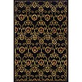 Hand-tufted Black Wool and Silk Rug (5' x 8')
