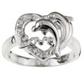 Sterling Silver Cubic Zirconia Dolphin Love Ring