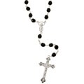 Sterling Essentials Sterling Silver Jet Black Crystal Rosary Necklace