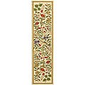 Hand-hooked Garden Ivory Wool Runner (2'6 x 12')