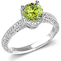 14k Gold 1 2/5ct TDW Green Color Enhanced Diamond Ring (I1) (Size 7)