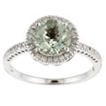 14k Gold Green Amethyst and 1/5ct TDW Diamond Ring