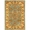 Handmade Heritage Kermansha Blue/ Beige Wool Rug (2' x 3')
