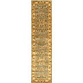 Handmade Heritage Kermansha Blue/ Beige Wool Runner (2'3 x 10')