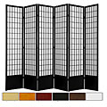 Wood and Rice Paper 6.5-foot 6-panel Windowpane Room Divider (China)