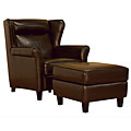 Laura Brown Bi-cast Leather Club Chair with Ottoman