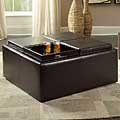 Avenue Faux Leather Dark Brown Cocktail Storage Ottoman