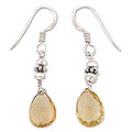 Sterling Silver 'Honey Drops' Citrine Earrings (India)