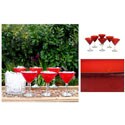 Set of 6 'Ruby Red' Martini Glasses (Mexico)