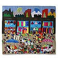 Applique 'Busy City Market' Wall Hanging (Peru)
