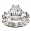 14k White Goldplated CZ Pinnacle Bridal-style Rings Set