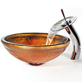 Kraus Copper Glass Vessel Sink and Waterfall Faucet