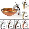Kraus Copper Glass Vessel Sink and Waterfall Faucet