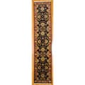 Indo Mahal Black/ Rust Wool Runner Rug (2'7 x 12'2)