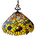 Tiffany-style Bronze Sunflower 2-light Hanging Fixture