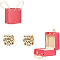 14k Gold CZ Earrings in Pink Handbag Box