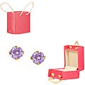 14k Gold Lavender Cubic Zirconia Stud Earrings