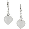 Charming Life Sterling Silver White Jade Heart Earrings