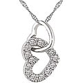14k White Gold 1/10ct TDW Double Diamond Hearts Necklace
