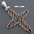 Sterling Silver Gemstone Cross Pendant (India)