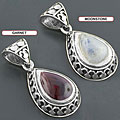 Sterling Silver Gemstone Teardrop Pendant (India)