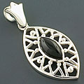 Sterling Silver Black Onyx Openwork Pendant (India)