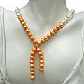 14k Gold White and Golden FW Pearl Necklace (9-10 mm)