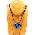 Blue Glass Heart with Back Spirals Necklace (Chile)
