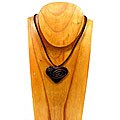 Black Glass Heart with Bronze Spirals Necklace (Chile)