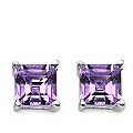 Silver Genuine Amethyst Stud Earrings